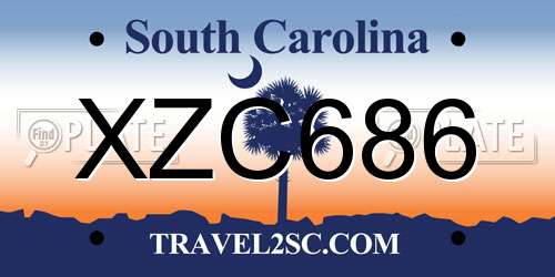 XZC686 South Carolina License Plate