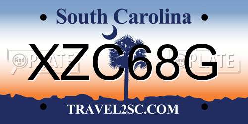 XZC68G South Carolina License Plate