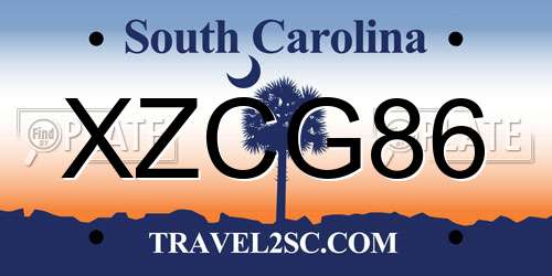 XZCG86 South Carolina License Plate
