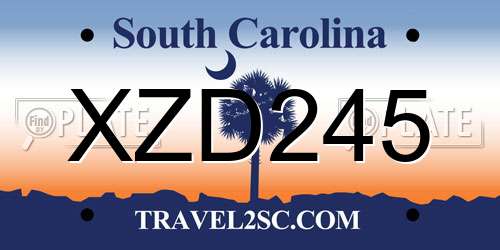 XZD245 South Carolina License Plate
