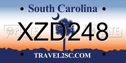 XZD248 South Carolina License Plate
