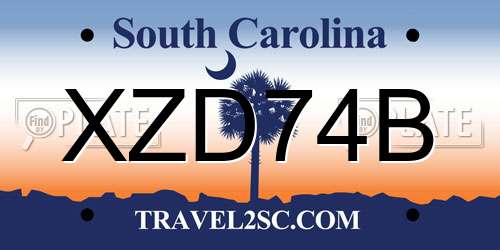 XZD74B South Carolina License Plate