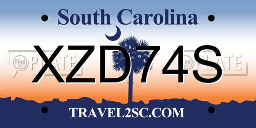 XZD74S South Carolina License Plate