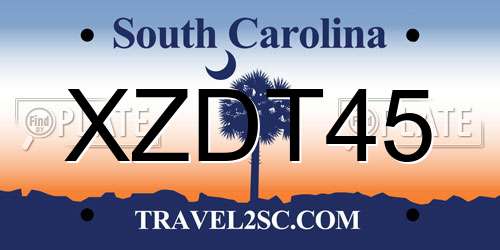 XZDT45 South Carolina License Plate