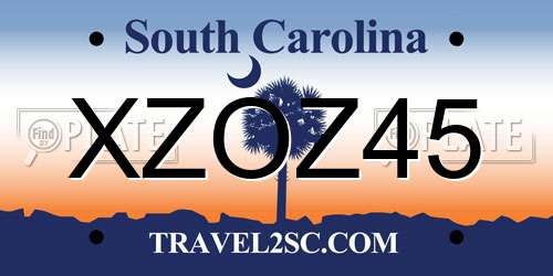 XZOZ45 South Carolina License Plate