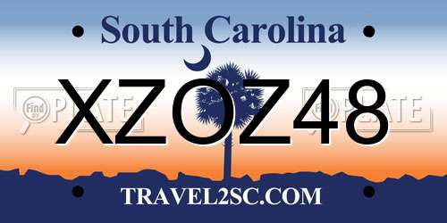 XZOZ48 South Carolina License Plate