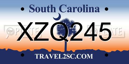 XZQ245 South Carolina License Plate