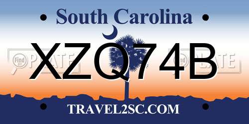 XZQ74B South Carolina License Plate