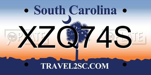 XZQ74S South Carolina License Plate