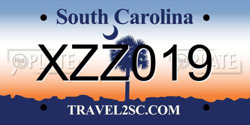 XZZ019 South Carolina License Plate