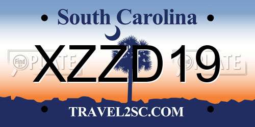 XZZD19 South Carolina License Plate