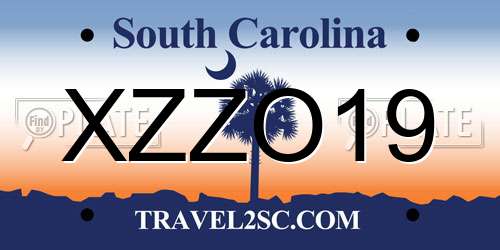 XZZO19 South Carolina License Plate