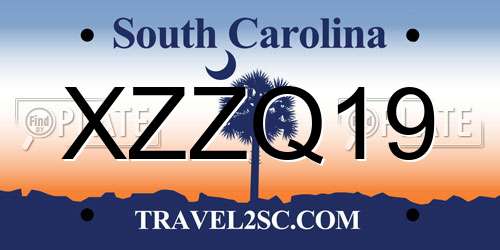 XZZQ19 South Carolina License Plate