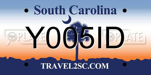 Y005ID South Carolina License Plate
