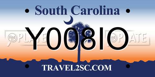 Y008IO South Carolina License Plate