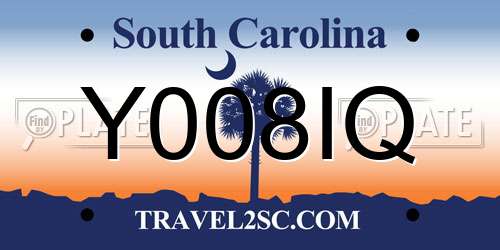 Y008IQ South Carolina License Plate
