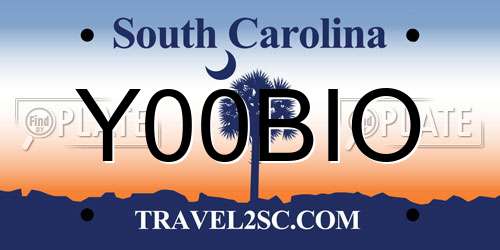 Y00BIO South Carolina License Plate