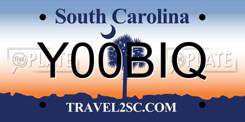 Y00BIQ South Carolina License Plate