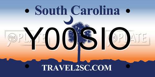 Y00SIO South Carolina License Plate