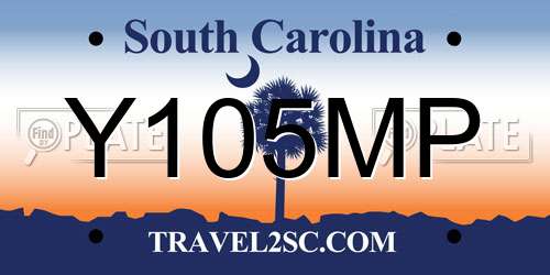 Y105MP South Carolina License Plate