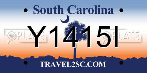 Y1415I South Carolina License Plate