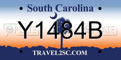 Y1484B South Carolina License Plate
