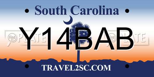 Y14BAB South Carolina License Plate