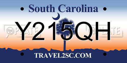 Y215QH South Carolina License Plate