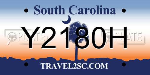 Y2180H South Carolina License Plate