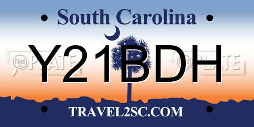 Y21BDH South Carolina License Plate