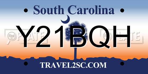 Y21BQH South Carolina License Plate