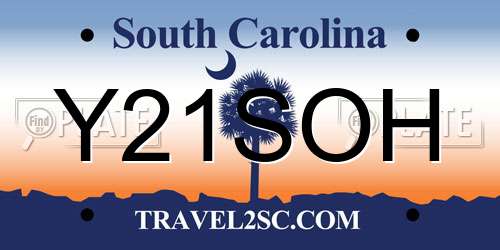 Y21SOH South Carolina License Plate