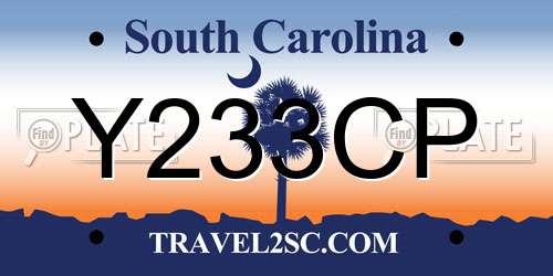 Y233CP South Carolina License Plate