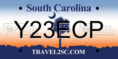 Y23ECP South Carolina License Plate