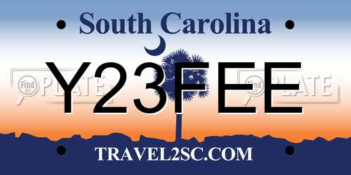 Y23FEE South Carolina License Plate