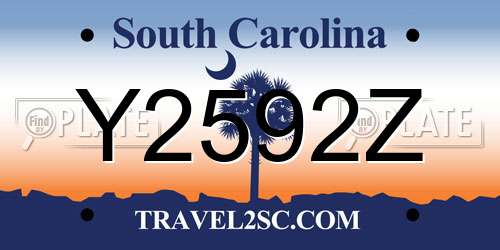 Y2592Z South Carolina License Plate