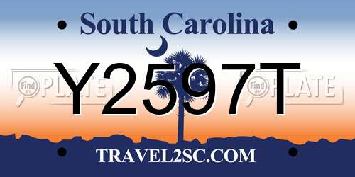 Y2597T South Carolina License Plate