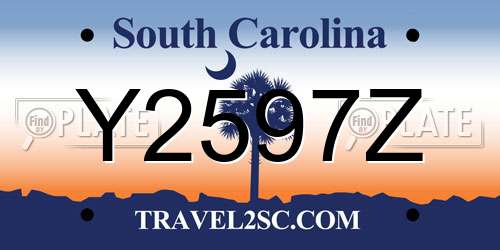 Y2597Z South Carolina License Plate