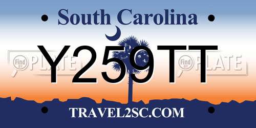 Y259TT South Carolina License Plate