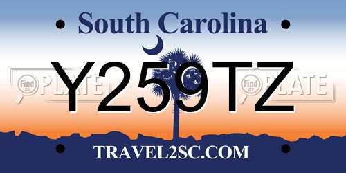 Y259TZ South Carolina License Plate