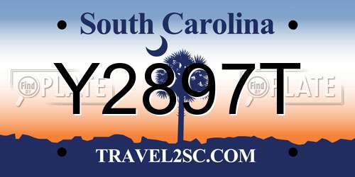 Y2897T South Carolina License Plate