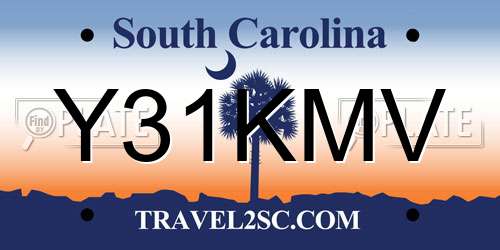 Y31KMV South Carolina License Plate