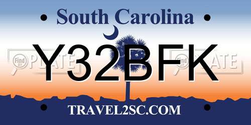 Y32BFK South Carolina License Plate