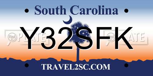 Y32SFK South Carolina License Plate