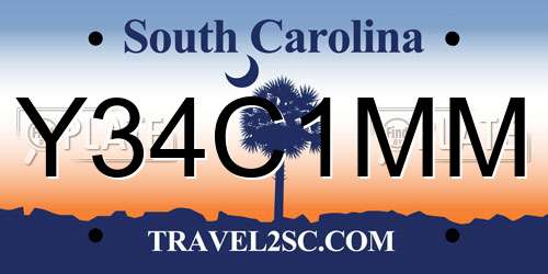 Y34C1MM South Carolina License Plate