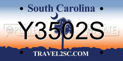 Y3502S South Carolina License Plate