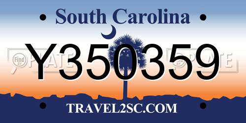 Y350359 South Carolina License Plate