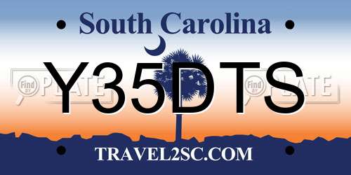 Y35DTS South Carolina License Plate
