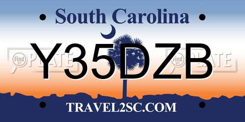 Y35DZB South Carolina License Plate
