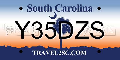Y35DZS South Carolina License Plate